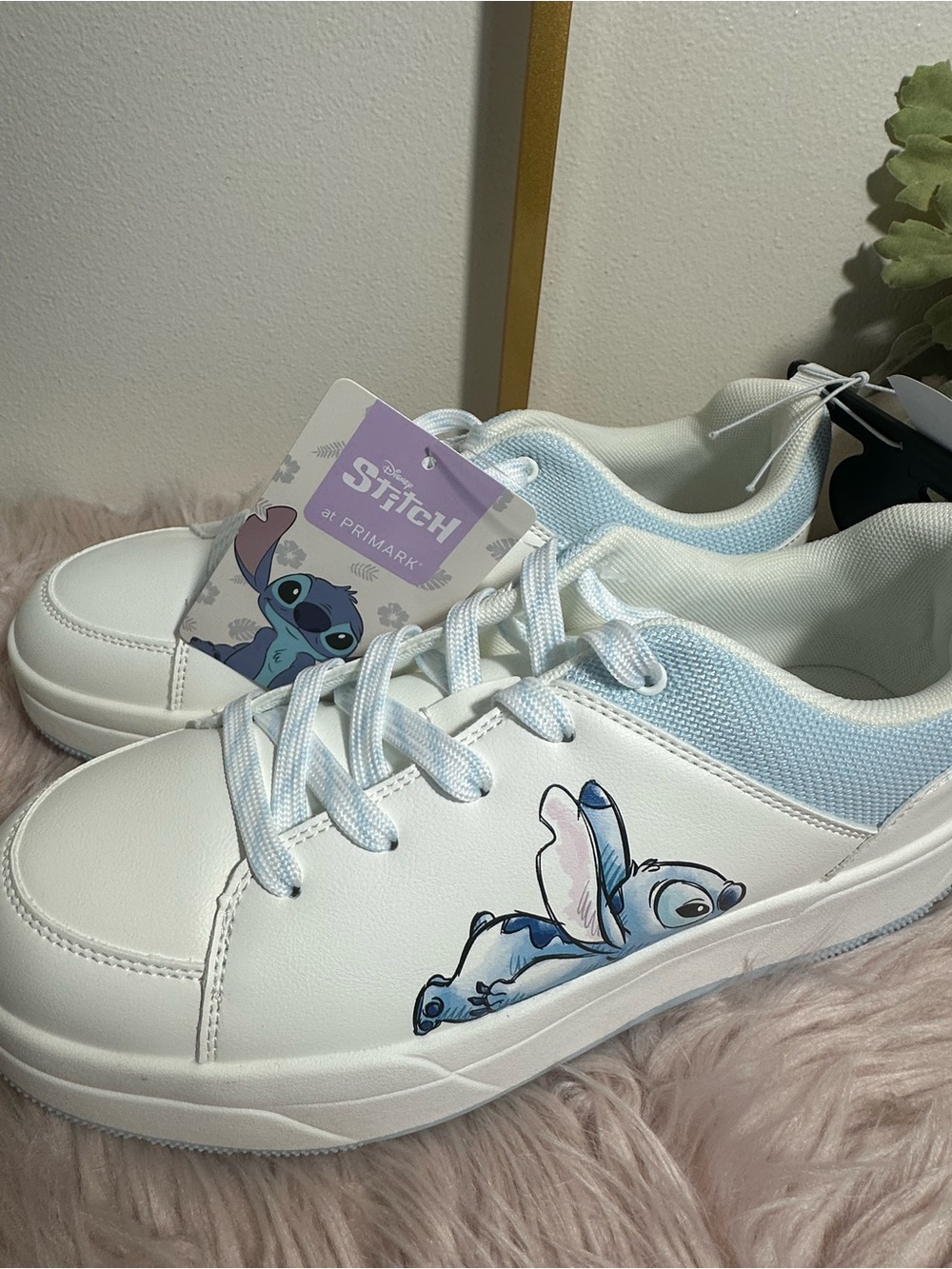 Disney White and Light Blue Stitch Sneakers